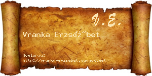 Vranka Erzsébet névjegykártya
